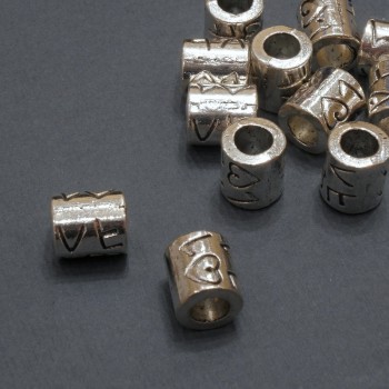Korálka «Láska» ve stylu Pandora, průměr 8×9 mm, díra 4,5 mm, balení 20 g, 12 ks (+ -)