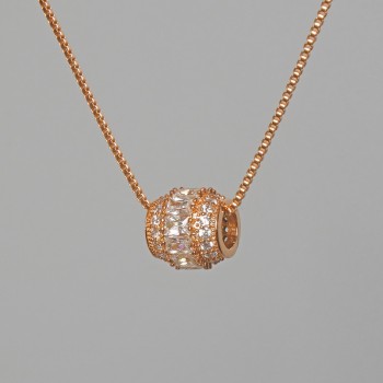 Řetízek Xuping s přívěskem se bílými štrasovými kameny a krystaly, průměr cca 8,5×9 mm, délka 39–45 cm, tloušťka cca 1 mm