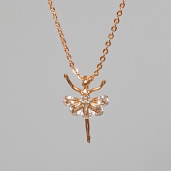 Řetízek „Baletka“ Xuping s přívěskem z bílých štras, průměr 12×17, 5 mm +-, délka 45–50 cm +-, tloušťka 1 mm +-