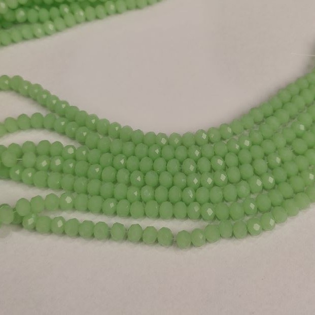 Korálky českého křišťálu salátově matné rondely, průměr 6×4,5 mm, délka 41 cm