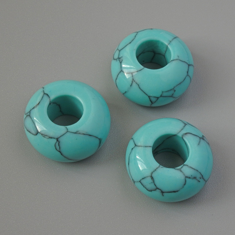 Korálek Pandora Tyrkysová, průměr 14×7 mm, průměr dírky 5,5 mm+