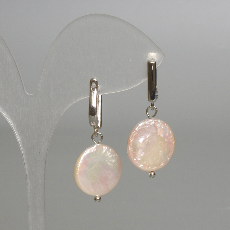 Náušnice barokní perly s odstínem benzínu, průměr 16 mm, délka 34 mm, anglické zapínání