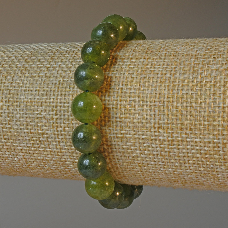 Náramek jadeit, přírodní kámen, hladké kuličky, průměr 10 mm, délka 18 cm, elastický (strečový)