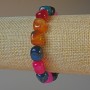 Náramek z achátu assorti, přírodní kámen, hranaté korálky, průměr 9×12 mm, délka 18 cm, elastický