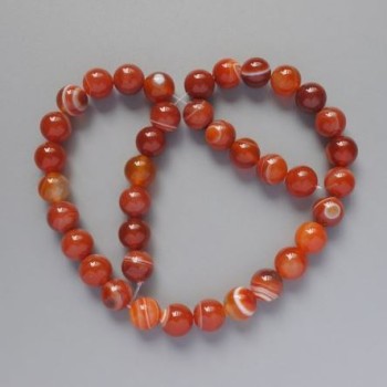 Korálky oranžového achátu – hladká kulička, průměr 10 mm, délka 39 cm, na šňůrce