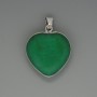 Přívěšek Srdce z chrysoprasu, průměr 26 × 26 mm, délka 36 mm ±, v stříbrné ohradě