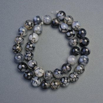 Achát draková žíla korálky, hladké kuličky, průměr 10,5 mm, délka cca 37 cm, navlečené na šňůrce