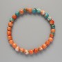 Браслет "Варисцит" (штучний акрил) помаранчеві, сині та білі кольори, гладка кулька, діаметр 6, 5мм+-, довжина 18см+- (стрейч)