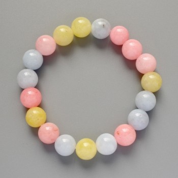 Náramek z morganitu – hladké kuličky, průměr 10,5 mm, délka 18 cm ± (elastický)