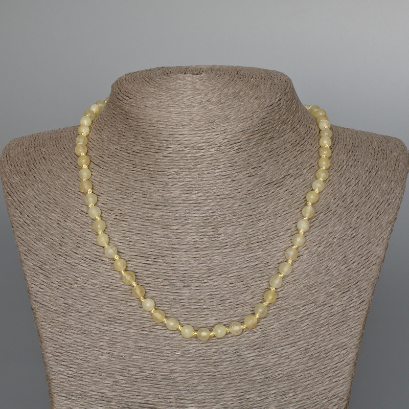 Náhrdelník z citrínu, přírodní kámen, facettované korálky, průměr 6 mm ±, délka 47 cm +