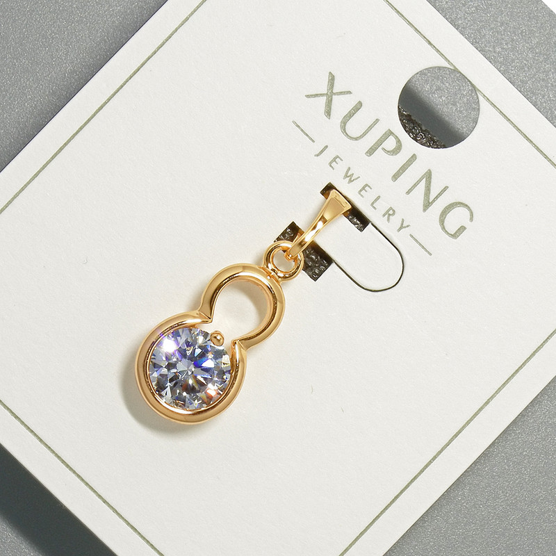 Přívěsek Xuping s bílým krystalem, průměr 9×15 mm, délka cca 23 mm, pozlacení 18K