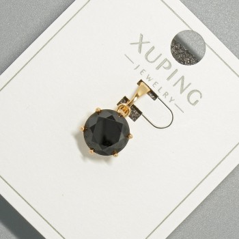 Přívěsek Xuping s černým krystalem, průměr 9 mm, délka 17 mm, 18K pozlacení
