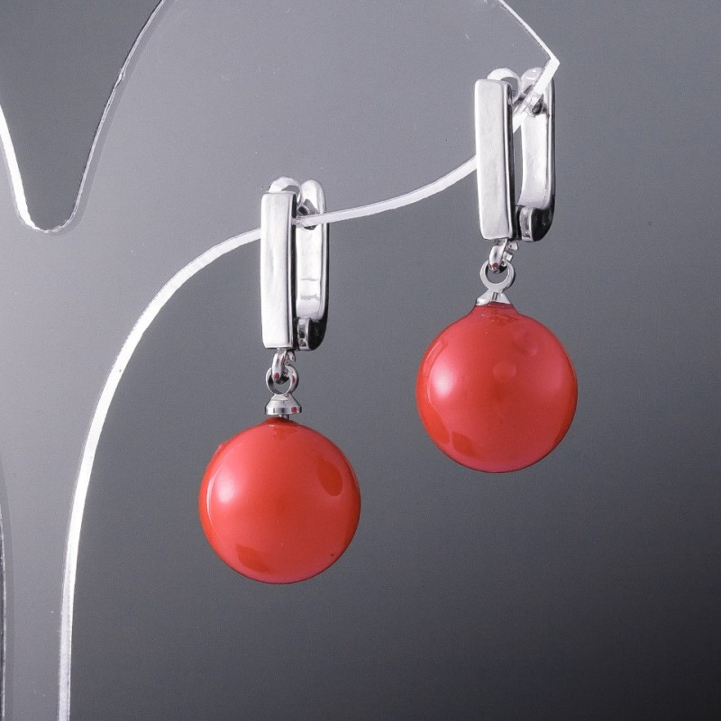 Náušnice Elegant Mallorca oranžová kulička 12 mm anglické zapínání