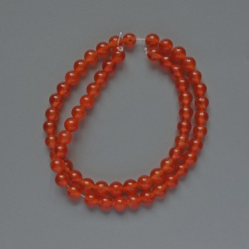 Korálky karneol (umělé) hladká kulička, průměr 6 mm, délka 38 cm, na niti