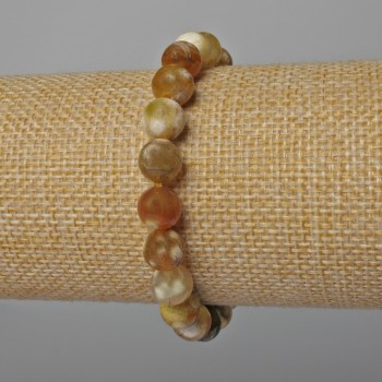 Náramek ze žlutého achátu, hladké kuličky, průměr 8 mm, délka 18 cm, elastický