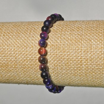Náramek z vícebarevného kočičího oka, hladké kuličky, průměr cca 6 mm, délka 18 cm ± (streč)