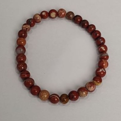 Náramek z červeného jaspisu, přírodní kámen, hladká korálka, průměr cca 6 mm, délka 18 cm (elastický)