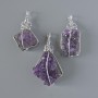 Přívěsek z ametistové drúzy geody, přírodní kámen ve stříbrném provedení, rozměry 16×38 mm až 28×44 mm+