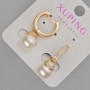 Náušnice Xuping se bílými štrasovými kamínky a perlou Mallorca, průměr 9 mm ±, délka 27 mm ±, pozlacení 18K