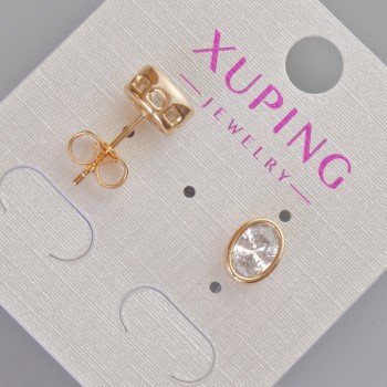 Peckové náušnice Xuping se bílým krystalem, rozměr 8,5 × 6,5 mm, ± pozlacení 18K