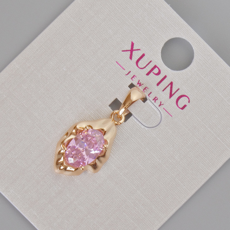 Přívěsek Xuping s růžovým krystalem, rozměr 24×11 mm ± pozlacení 18K