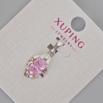 Přívěsek Xuping s růžovým krystalem, průměr 24×11 mm, rhodiovaný