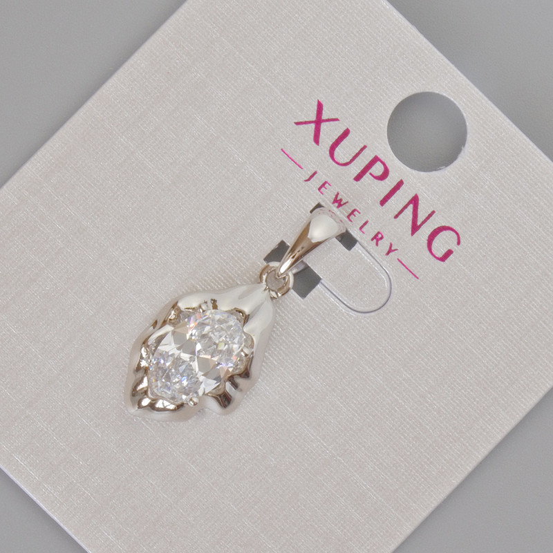 Přívěsek Xuping s bílým krystalem, průměr 24×11 mm, rhodiovaným povlakem