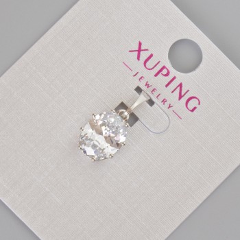 Přívěsek Xuping s bílým krystalem, rozměry 18×9 mm, rhodiované