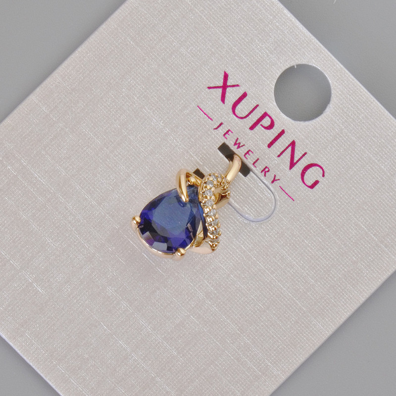 Přívěsek Xuping s modrým krystalem a bílými štrasami, 16 × 10 mm, 18K pozlacení