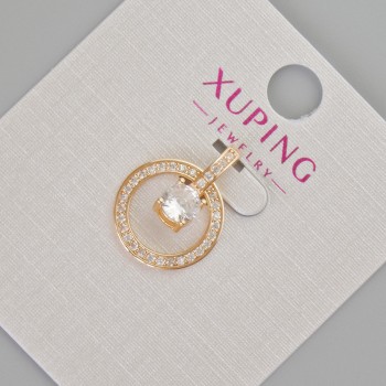 Přívěsek Xuping se bílými štrasami a krystalem, průměr 19×14 mm ± Pozlacení 18K