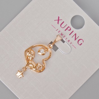 Přívěsek Xuping „Srdce“ s bílými štrasami, průměr 28×13 mm, ± 18K pozlacení