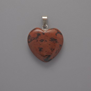 Přívěsek Srdce z obsidiánu, průměr 20×20×6 mm, délka 28 mm ±