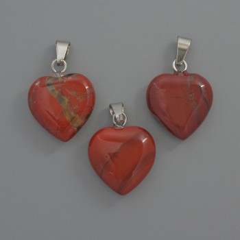 Přívěšek Srdce z červeného jaspisu, průměr 15×15×6 mm, délka 23 mm