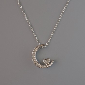 Přívěšek „Měsíc“ na řetízku ze stříbrného kovu, průměr 18×14 mm, tloušťka 1 mm, délka 40–45 cm +