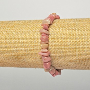 Náramek z rhodonitu, přírodní kámen, drobné kousky o velikosti 6×4 mm, délka 18 cm (elastický)