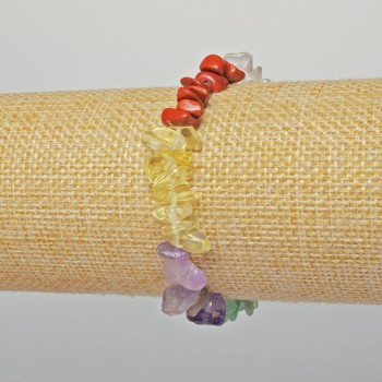 Náramek z mixu přírodních kamenů, drobné kamínky, průměr 7×4 mm, délka 18 cm (elastický)