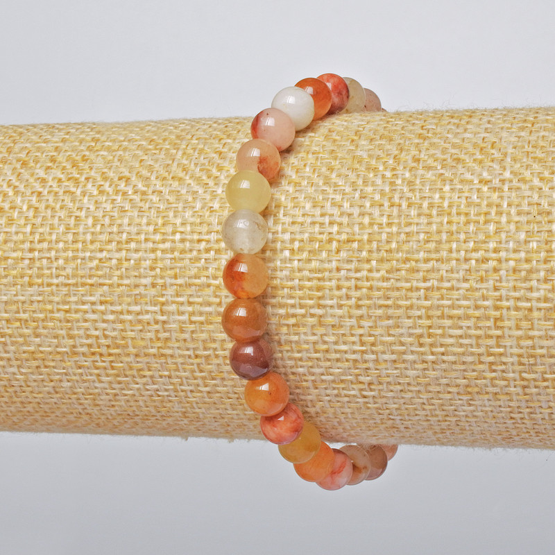 Náramek karneolu (hladké kuličky), průměr 6,5 mm + -, délka 18 cm + - (elastický)