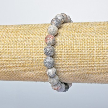 Náramek ze šedého oceánského jaspisu – hladké kuličky, průměr cca 8,5 mm, délka 18 cm (+/-) (na gumičce)