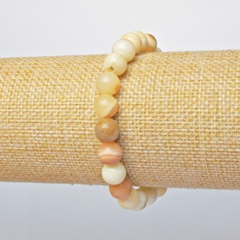 Náramek z žlutého achátu — hladké kuličky, průměr 8,5 mm, délka 18 cm (elastický)