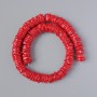 Korálky z přírodního korálu, broušené, průměr 14×4 mm, délka 40 cm ± na niti