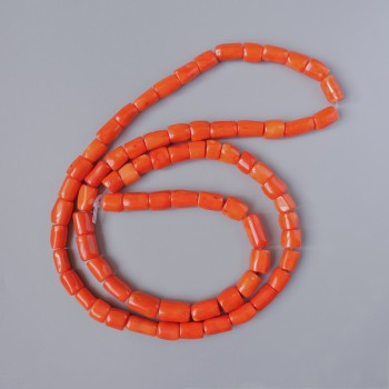 Korálové korálky z přírodního korálu – oranžové, brusované, průměr 13–22×8–12 mm, ± délka 110 cm na vlascové niti
