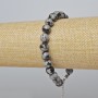 Náramek ze sněžného obsidiánu, hladké kuličky, průměr 8,5 mm, délka 19–24 cm, stříbrné zapínání