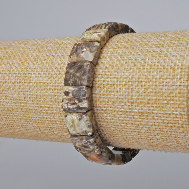 Náramek z krajinového jaspisu, přírodní kámen, obdélníkově broušené články, průměr 12×10 mm, délka 18 cm, elastický