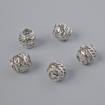 Korálková vložka, průměr 7×7 mm, otvor 3,3 mm, stříbrná barva kovu, 1 ks