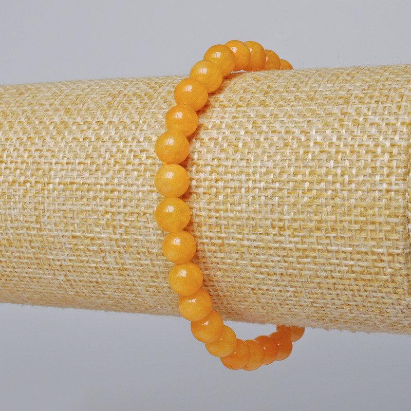 Náramek z citrínu s hladkými kuličkami, průměr 6,5 mm, délka 18 cm, elastický