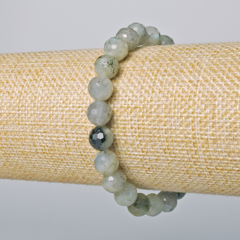 Náramek z labradoritu, přírodní kámen, brusované kuličky, průměr cca 8 mm, délka cca 18 cm, elastický