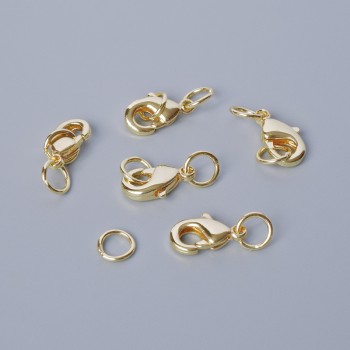 Karabinkové zapínání, průměr 10×5 mm, zlatý odstín kovu, 1 ks