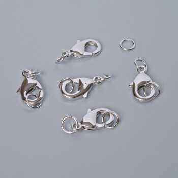 Karabinkový uzávěr, rozměr 10×5 mm, stříbrný odstín kovu, 1 ks