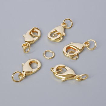 Karabinkové zapínání, průměr 15×8 mm, zlatá barva kovu, 1 ks