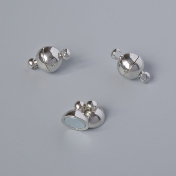 Magnetické zapínání, průměr 14×8 mm, stříbrná barva kovu, 1 ks